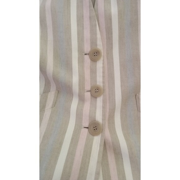 Amanda Smith Jacket Size 6 Linen/Rayon Button Stripe Pockets - Picture 5 of 9